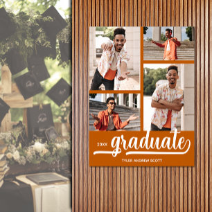 Affiche Moderne 4 Photos sur Burnt Orange Graduation