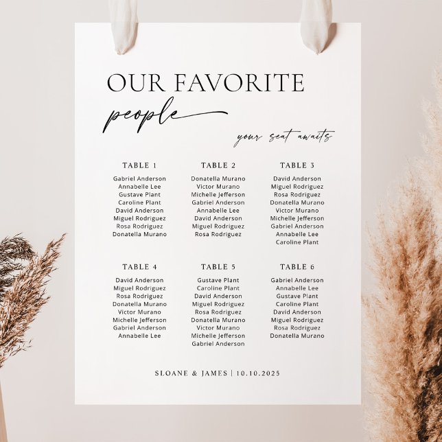 Affiche Moderne 6 Tables Bienvenue Graphique de sièges (Créateur téléchargé)