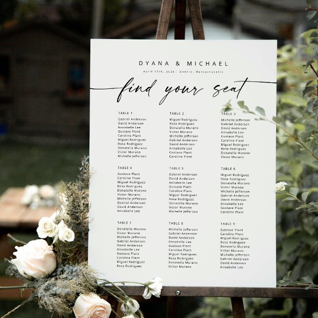 Affiche Moderne 9 Tables Trouvez Votre Siège Carte (Créateur téléchargé)