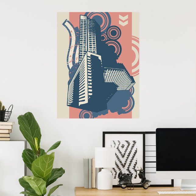 Affiche Moderne Abstrait Arrière - plan urbain Vibrant (Créateur téléchargé)