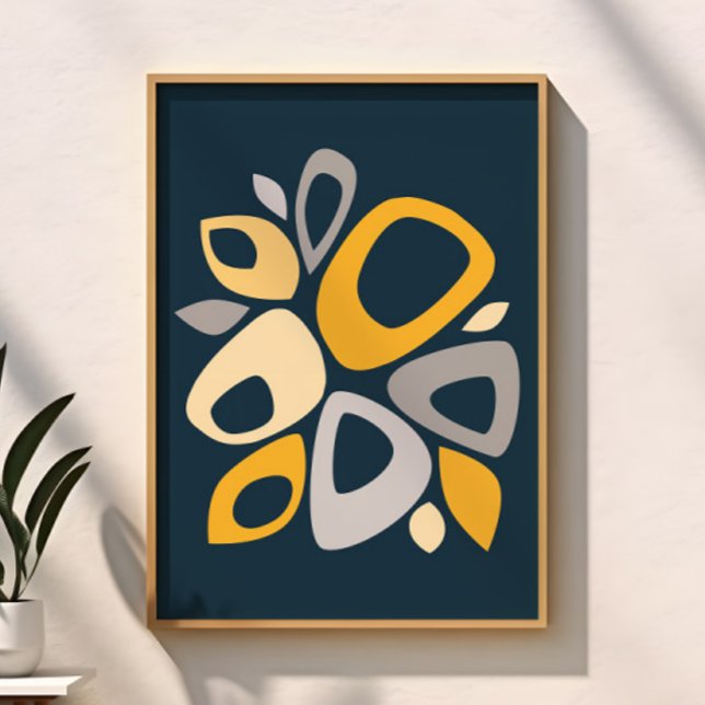 Affiche Moderne Abstrait Bleu Marine Moutarde Élégant (Créateur téléchargé)