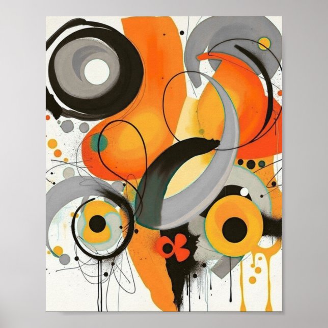 Affiche moderne abstrait de blocs de couleurs du m (Devant)