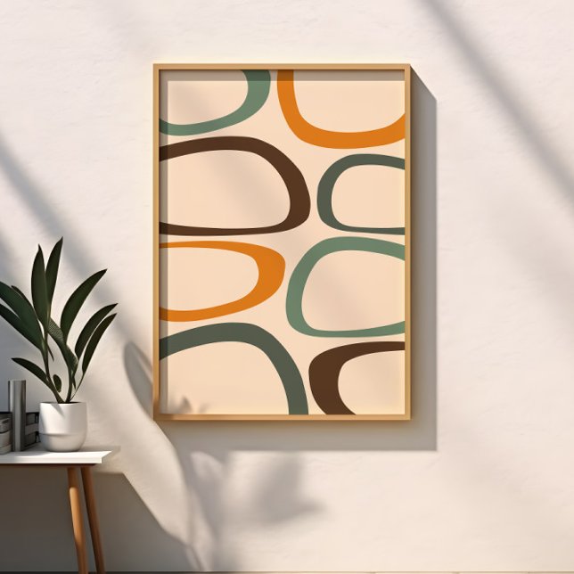 Affiche Moderne Abstrait du Milieu du Siècle Vert, Orange, (Créateur téléchargé)