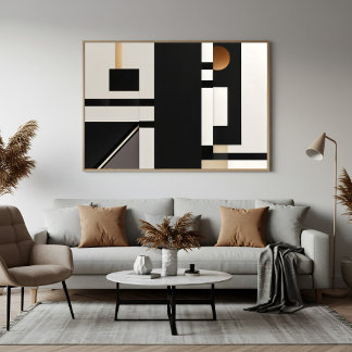 Affiche Moderne Abstrait Géométrique Noir et Or
