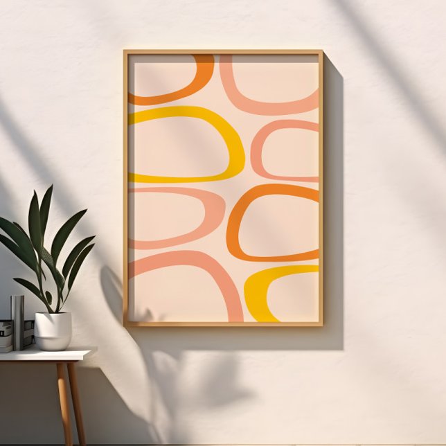 Affiche Moderne Abstrait Milieu du Siècle Pêche, Orange, J (Créateur téléchargé)