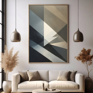 Affiche Moderne Abstrait Neutre Gris Beige