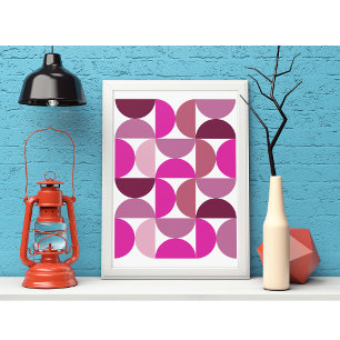 Affiche Moderne Abstrait Rose Prépa Milieu du Siècle Esthé