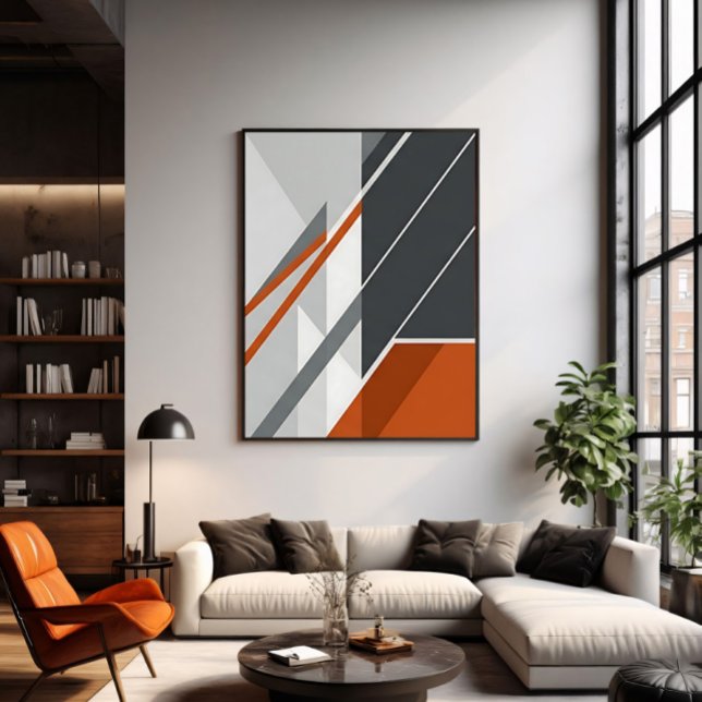 Affiche Moderne Abstrait Rouille Gris (Créateur téléchargé)