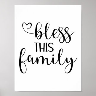 Affiche Moderne bénis cette famille citation typographie