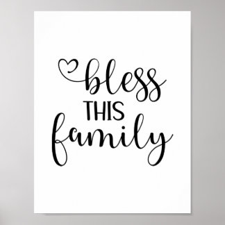 Affiche Moderne bénis cette famille citation typographie