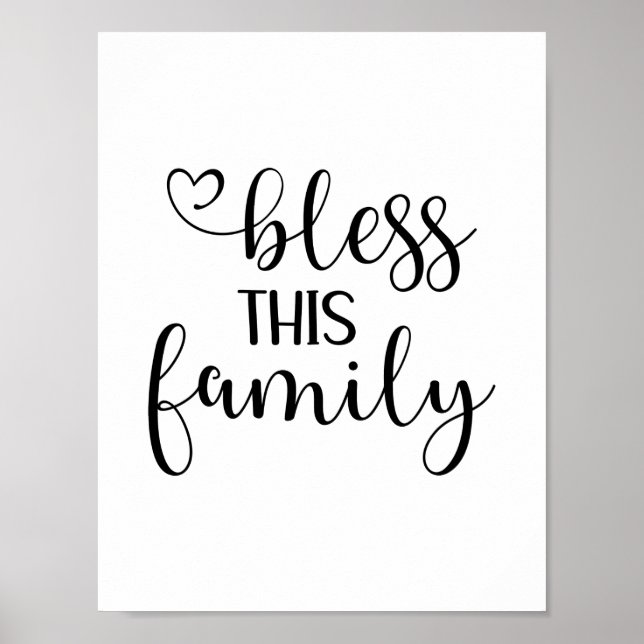 Affiche Moderne bénis cette famille citation typographie (Devant)