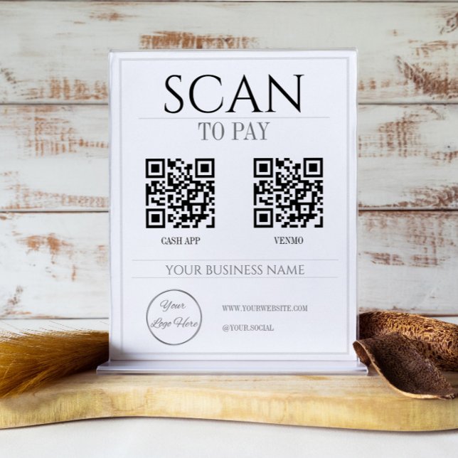 Affiche moderne blanc 2 QR code entreprise scanner à payer (Créateur téléchargé)