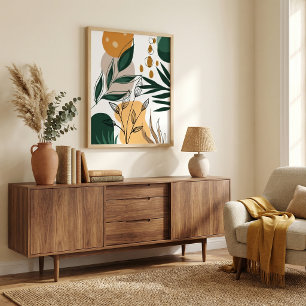 Affiche Moderne boho  formes géométriques abstraites botan