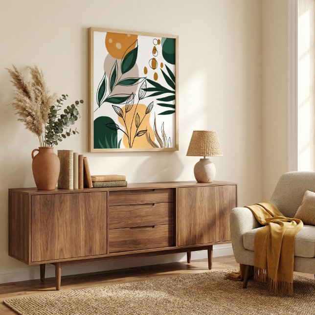 Affiche Moderne boho  formes géométriques abstraites botan (Créateur téléchargé)