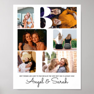 Affiche Moderne Chic BFF Best Friends Elegant Photo Collag