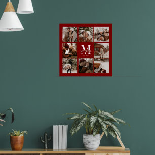 Affiche Moderne Chic Bourgogne Famille Photo Collage Garde