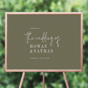 Affiche Moderne Chic Vert olive Mariage Printable Bienvenu