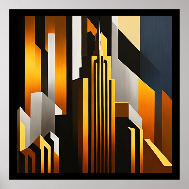 AFFICHE MODERNE CITYSCAPE METROPOLIS ART DESIGN (Devant)