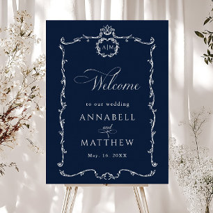 Affiche Moderne Classique Mariage Français Bleu Marine Bie