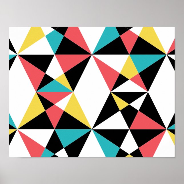 Affiche Moderne, coloré, amusant, tendance, motif géométri (Devant)