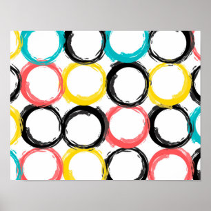 Affiche Moderne, coloré, cool, unique, cercles tendance