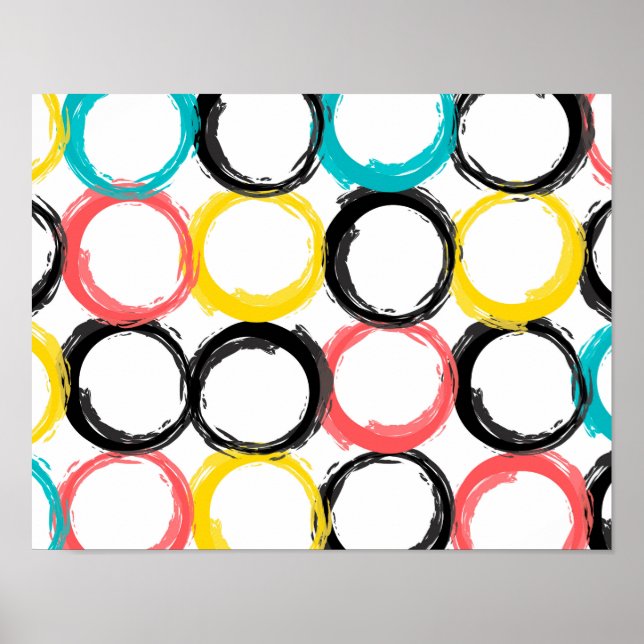 Affiche Moderne, coloré, cool, unique, cercles tendance (Devant)