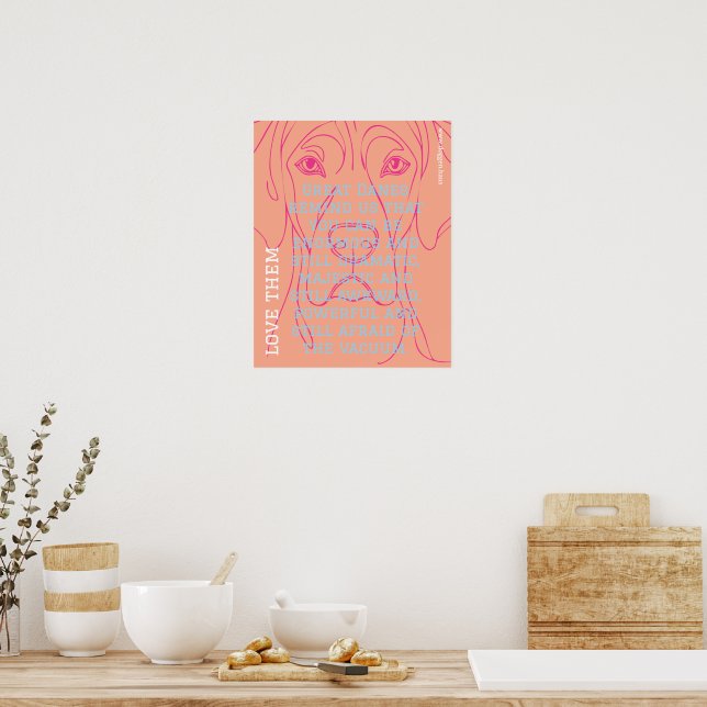 Affiche moderne de Grand Danois vert  (Cuisine)