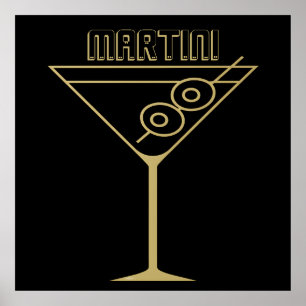 Affiche Moderne de milieu de siècle Or 2 Martini olive