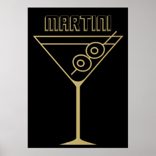 Affiche Moderne de milieu de siècle Or 2 Martini olive