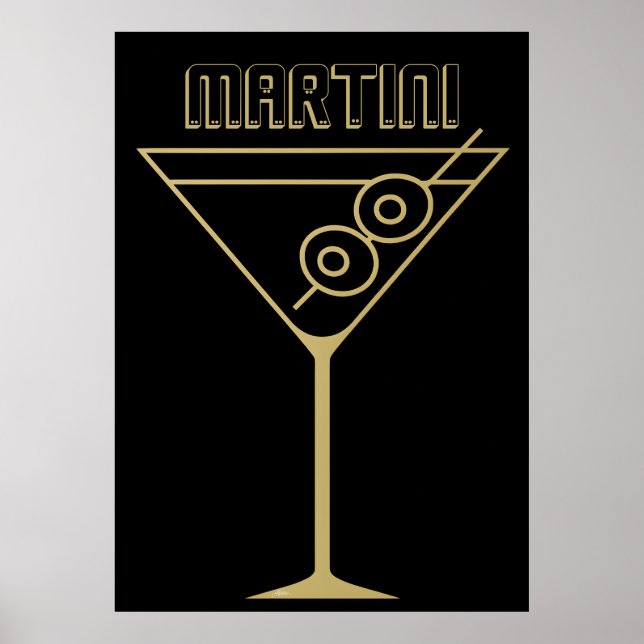 Affiche Moderne de milieu de siècle Or 2 Martini olive (Devant)
