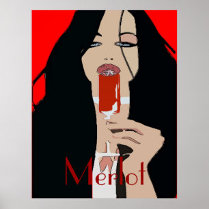 Affiche moderne de vin de style, merlot