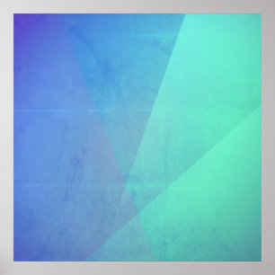 Affiche Moderne dégradé géométrique bleu aqua et turquoise