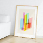 Affiche Moderne du milieu du siècle Bauhaus Pastel Géométr<br><div class="desc">Aménagez votre espace avec cet art moderne abstrait aux murs, composé de blocs de couleurs géométriques superposés dans des tons pastel et audacieux. Les lignes épurées et le design minimaliste créent une sensation de profondeur et de mouvement, parfait pour une décoration contemporaine et moderne du milieu du siècle. Disponible en...</div>