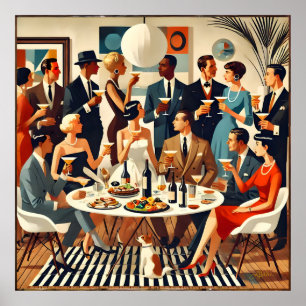 Affiche Moderne Du Milieu Du Siècle Le Martini Intellectue
