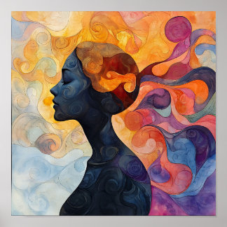 Affiche Moderne élégant Arc-en-ciel Abstraite belle femme