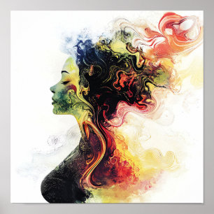 Affiche Moderne élégant Arc-en-ciel Abstraite belle femme