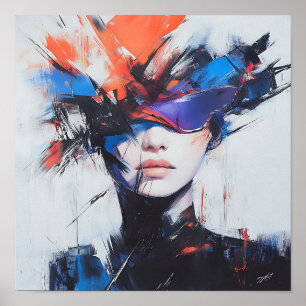 Affiche Moderne élégant Arc-en-ciel Abstraite belle femme