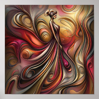 Affiche Moderne élégant Arc-en-ciel Abstraite belle femme