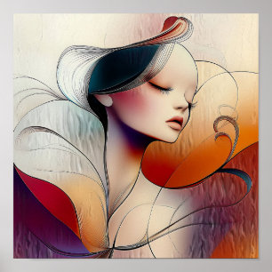 Affiche Moderne élégant Arc-en-ciel Abstraite belle femme