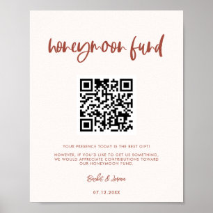 Affiche Moderne élégant rose neige Honeymoon fund Code QR