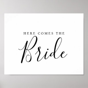 Affiche Moderne Elegant vient ici la mariée