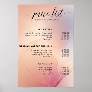 Affiche Moderne, enseigne de liste de prix