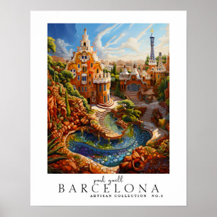 Affiche Moderne et contemporain Park Guell Barcelona abstr