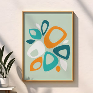 Affiche Moderne et élégant Aqua Turquoise Orange Abstrait