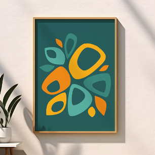 Affiche Moderne et élégant Turquoise Marigold Mustard Abst