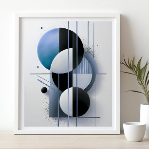 Affiche Moderne géométrique Abstrait Bleu Élégant Minimali