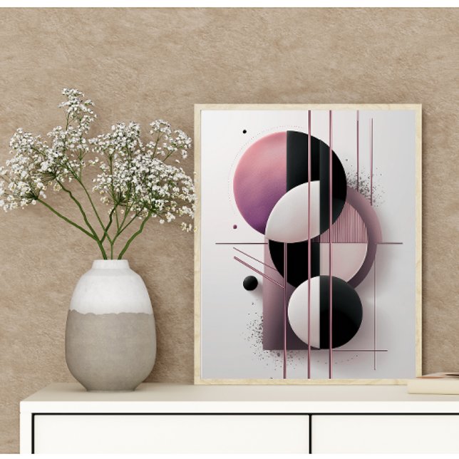 Affiche Moderne géométrique Abstrait rose Élégant minimali (Créateur téléchargé)