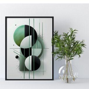 Affiche Moderne géométrique Abstrait vert Élégant minimali