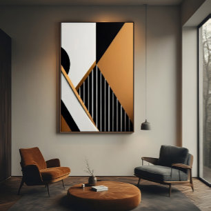 Affiche Moderne Géométrique Abstraite Noir et Brun Clair