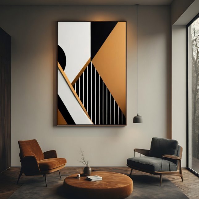 Affiche Moderne Géométrique Abstraite Noir et Brun Clair (Créateur téléchargé)